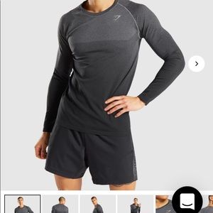 Gymshark, Vital Long Sleeve T-Shirt, Blavk/Electric Teal. Size Small